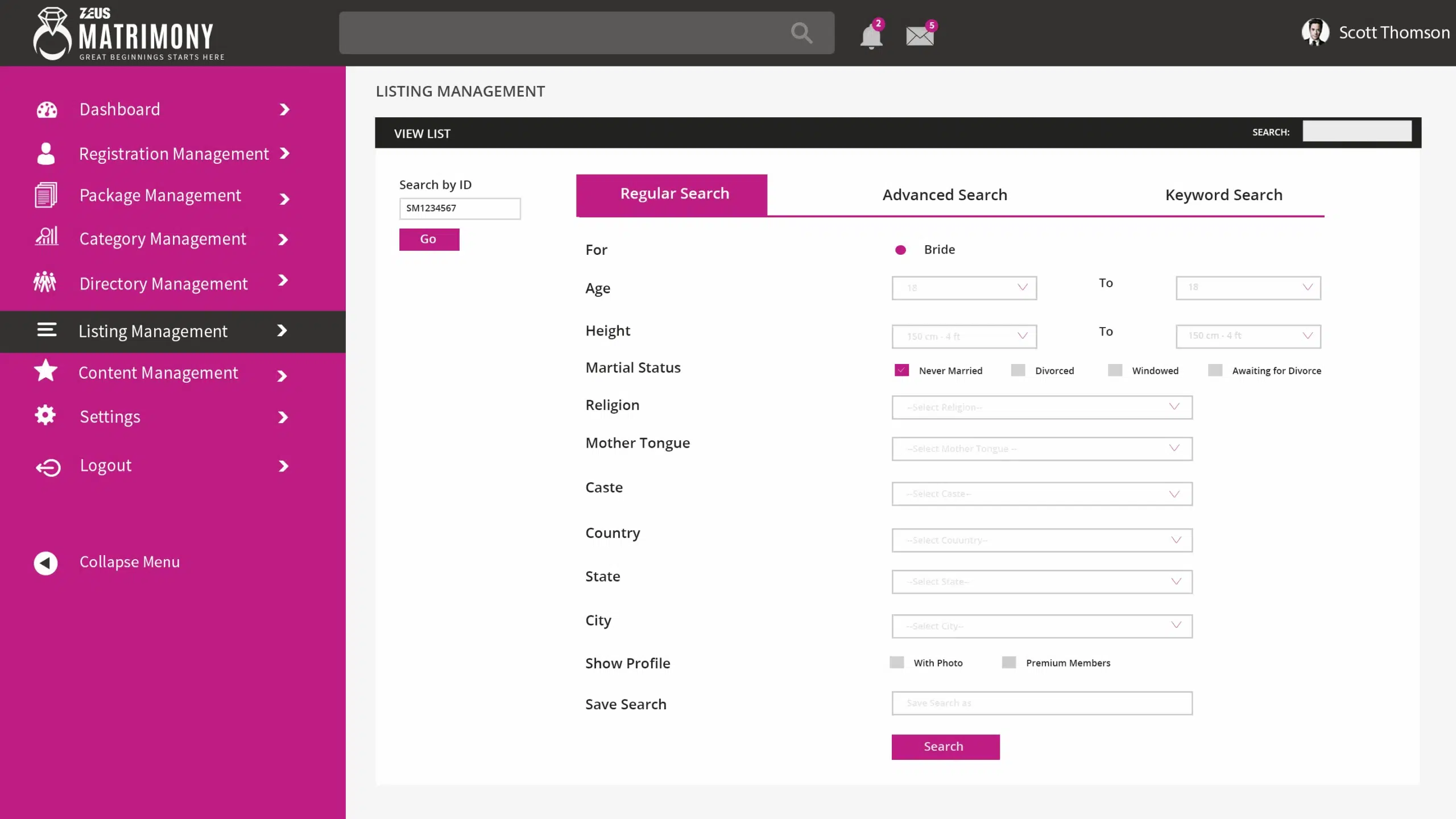 Zeus-Matrimony-listing