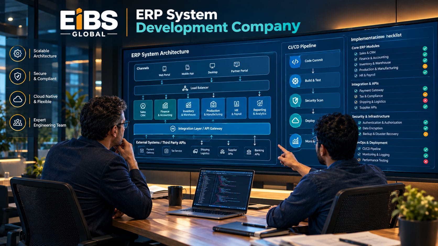 CTO reviewing an ERP system development company's architecture during technical due diligence